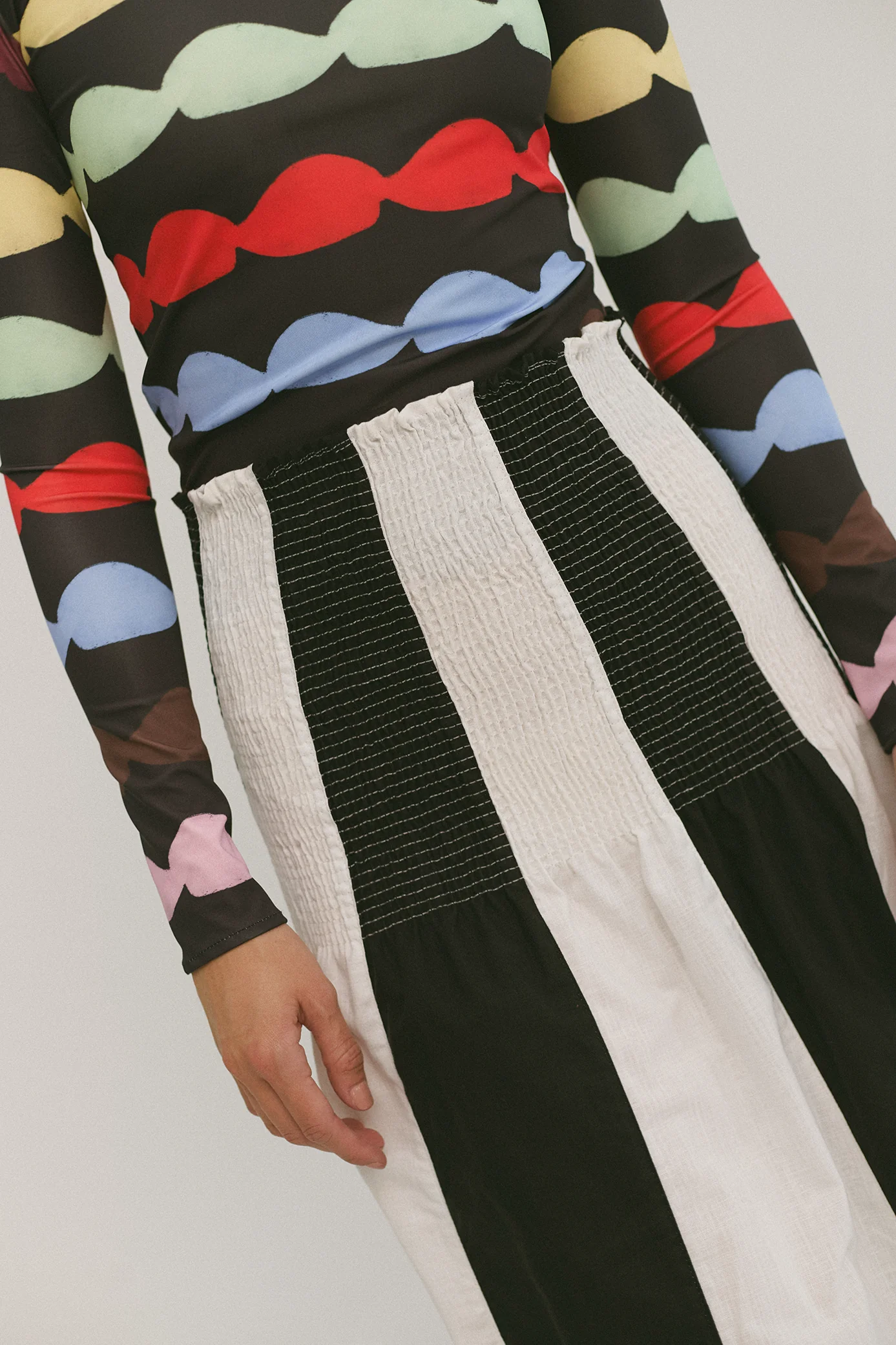 Bicolor Shirred Skirt - Image 3