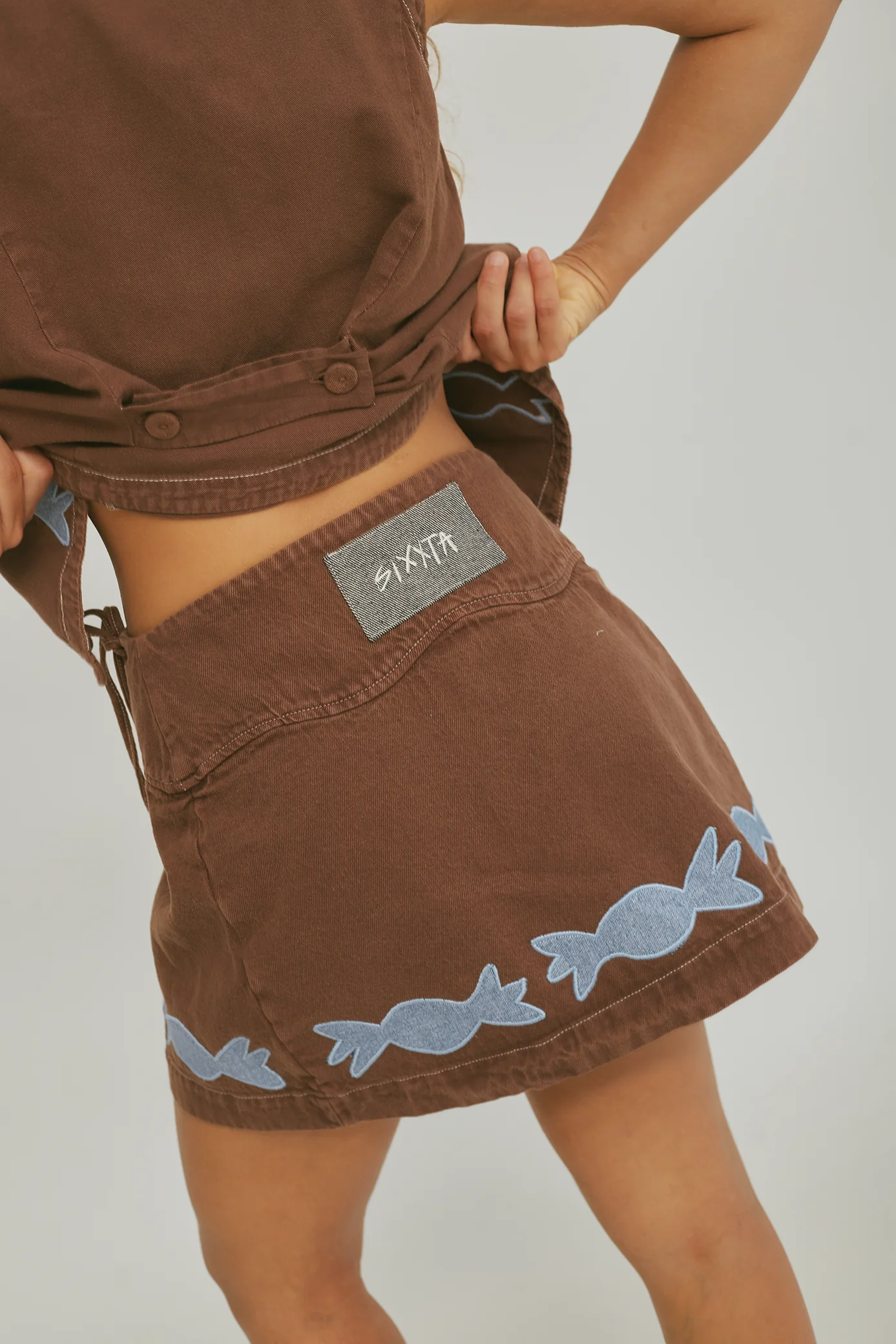 Chocolate Wrap Mini Skirt - Image 7